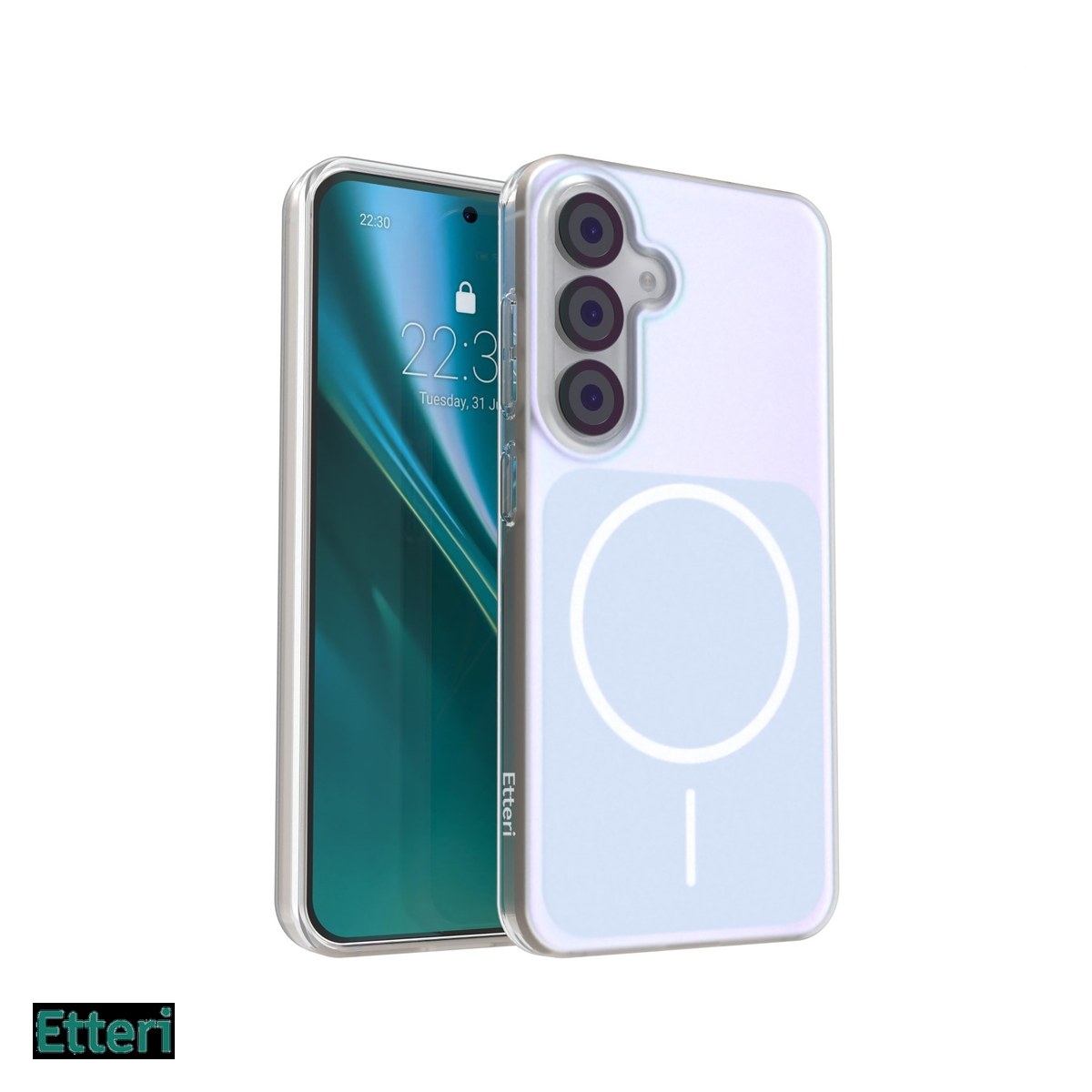 Huse si protectii pentru Samsung Galaxy S25 - Husa Etteri Hidden Pearl pentru Samsung Galaxy S25, Carcasa magnetica, Albastru deschis