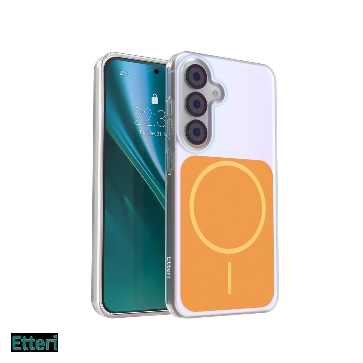 Huse si protectii pentru Samsung Galaxy S25 - Husa Etteri Hidden Pearl pentru Samsung Galaxy S25, Carcasa magnetica, Portocaliu