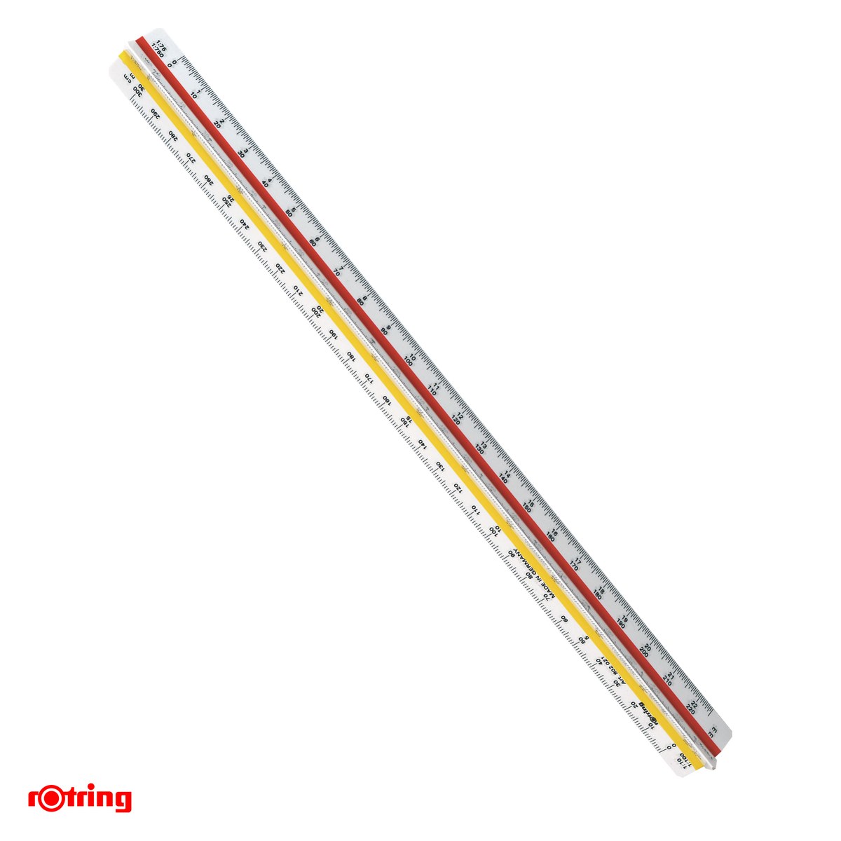 Birotica papetarie - Scarar scolar Rotring T2, din plastic, 3 fete, scari 1:10 pana la 1:75, alb