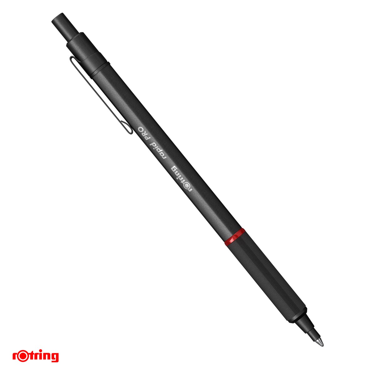 Instrumente de scris - Pix Rotring Rapid Pro retractabil, corp hexagonal din alama, varf din otel inoxidabil, negru